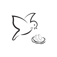  ICON  OF A BIRD FEEDING IN A NEST