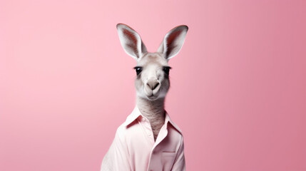 Fancy Kangaroo,  advertising photography,   Pastel color palette background