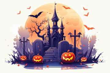 Halloween illustration with pumpkins