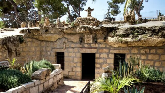 Entrance to the cave at Shepherds Fields in Beit Sahour nearby Bethlehem.