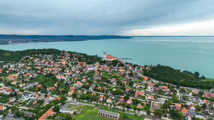 view of the city from the lake balaton and tihany