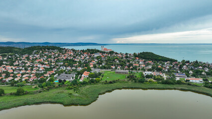 view of the the city tihany and balaton