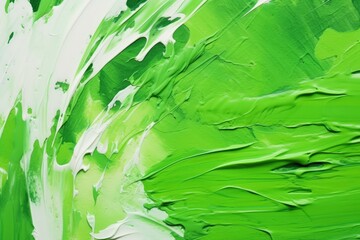 Oil painting on canvas. Cool Matcha color. Fragment of artwork. Spots of oil paint. Brushstrokes of...