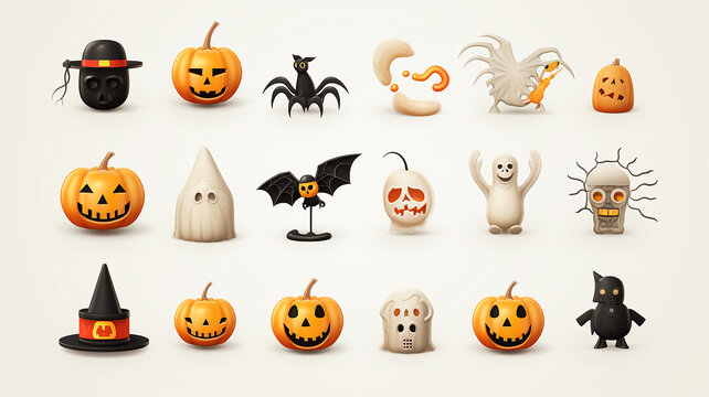 Set of happy Halloween element set vector design isolated on a white background