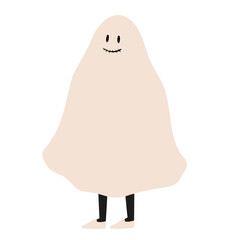 Set of Happy Halloween illustrations, Characters in costume vector clipart, kids witch ghost skeleton pet cat dog pumpkin face bat spider, Flat style images.