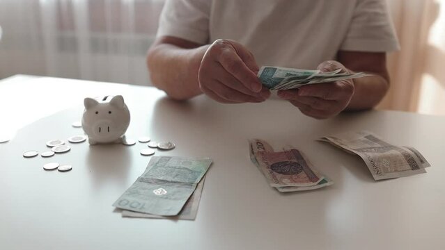 Close-up of a hand counting paper dollars. exchange finance economy dollar. High quality FullHD footage