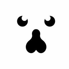 Dog face icon logo design with abstract peace symbol on nose.