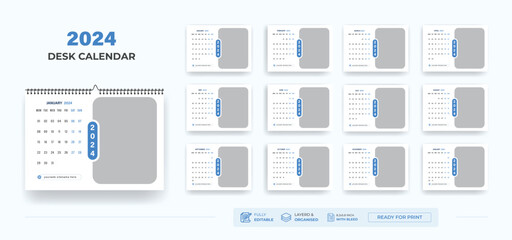 Desk Calendar 2024 or Corporate Business Plan Desk Calendar 2024