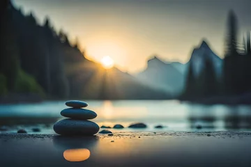 Foto op Plexiglas Stenen in het zand zen stones in water