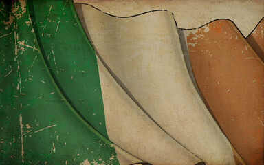 Old Paper Print - Waving Flag of Ireland