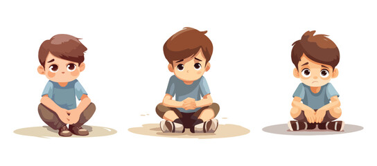 3 male characters are confused about wearing blue clothes. designed using a minimalist vector style