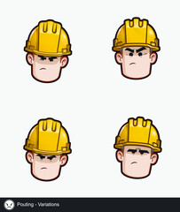 Construction Worker - Expressions - Negative - Pouting - Variations