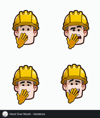 Construction Worker - Expressions - Hand Over Mouth - Variations