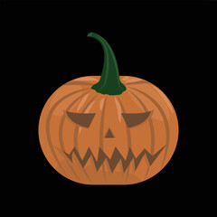 Pumpkin with a carved face for Halloween