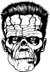 Fototapeta premium Vintage Monster frankenstein, Frankenstein Head, Illustration