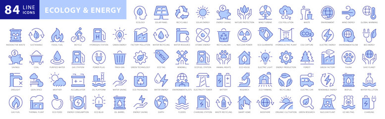 Ecology & Energy icon set. Collection of Ecology & Energy with concepts like renewable energy, environment,  ecology and green electricity. Vector illustration