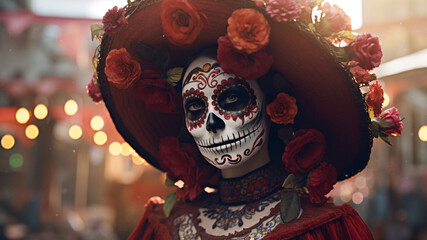 Portrait of a Beautiful Woman Día de los Muertos, Day of the Dead festival