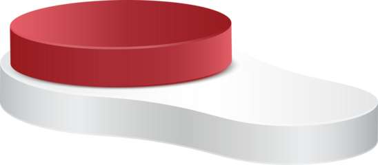 Free form shape and roundn podium red and white color