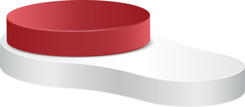 Free form shape and roundn podium red and white color