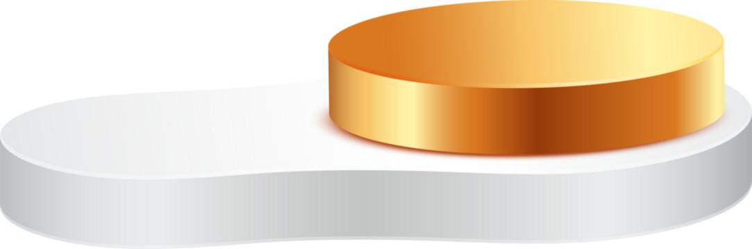 Free form shape and roundn podium gold and white color