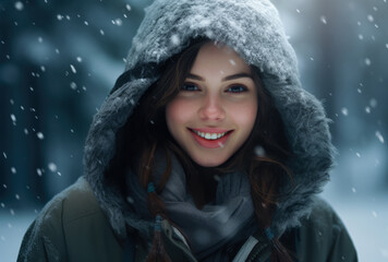 Portrait of a young woman in her winter holidays