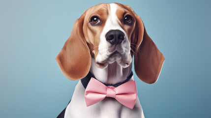 Fancy Beagle,  advertising photography,   Pastel color palette background
