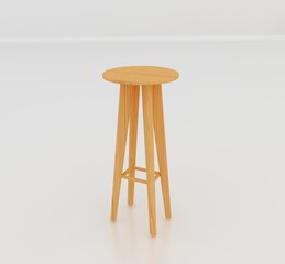 Wooden Bar Stools for kitchen or retaurant, isolated on white background,wood texture.Modern wooden chair isolated on white.