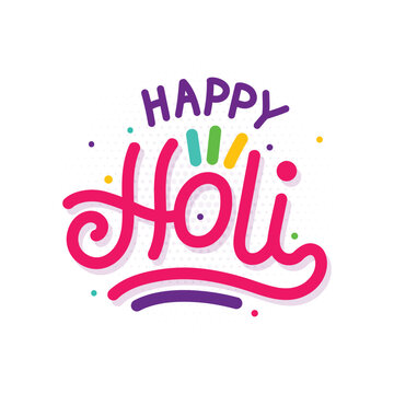 Happy holi editable text. Vector Illustration of Indian Holi Festival with colorful hand drawn typography. Holi calligraphy template design on white background.
