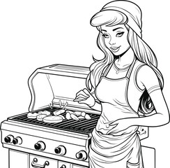 Cute and funny coloring page of a Grills. Provides hours of coloring fun for children. To color this page is very easy. Suitable for little kids and toddlers.