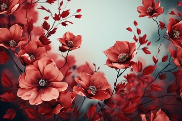 Red Floral Patterns, a Delicate and Bold Texture Background Merging Elegance with the Playful Beauty of Blossoms in Harmony