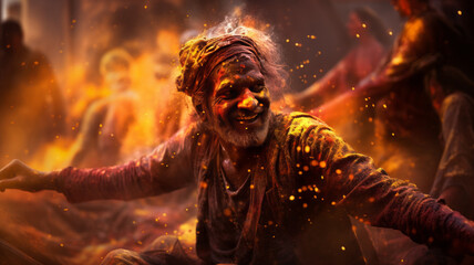 Holi is a festival of colors where people joyfully throw colored powders and water at each othe generative ai