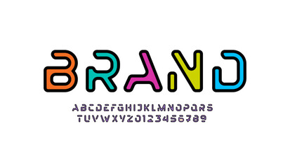 Trendy alphabet font, modern typography for your designs logo or brand name, letters and numbers, vector illustration 10EPS