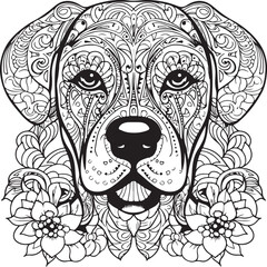 Great Dane mandala dog coloring page for adults mandala dog