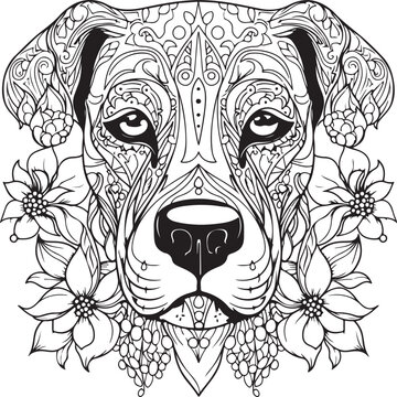 Great Dane Mandala Dog Coloring Page For Adults Mandala Dog