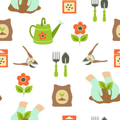 seamless pattern of elements for seedling growing