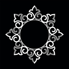 Decorative frame Elegant vector element for design in Eastern style, place for text. Floral black and white border. Lace illustration for invitations and greeting cards