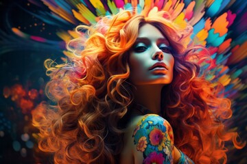 Obraz premium Vivid Artistic Female Portrait