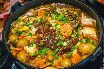 Braised Beef Short Ribs LA Galbi Stew with baby potatoes