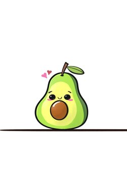 cute kawaii avocado animation, stickers video