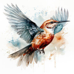 Obraz premium watercolor Spinus tristis bird clipart, Generative Ai