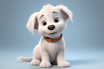 Cute and adorable dog or puppy in 3d cartoon style. Generative Ai