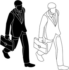 silhouette of a businessman with a suitcase