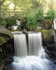 Twin waterfalls along the river