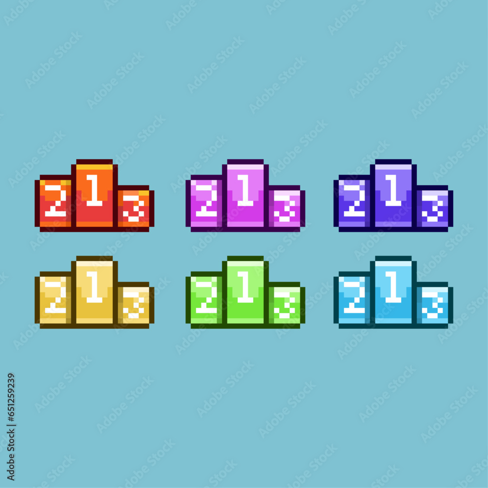 Fototapete pixel art sets of winning podium with variation color item asset simple bits of podium winner on pix