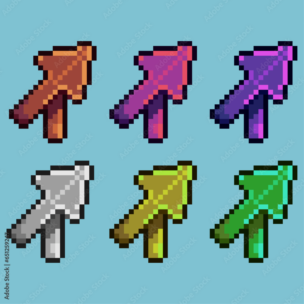 Fototapete pixel art sets of directional sign items loot with variation color item asset simple bits of wood on