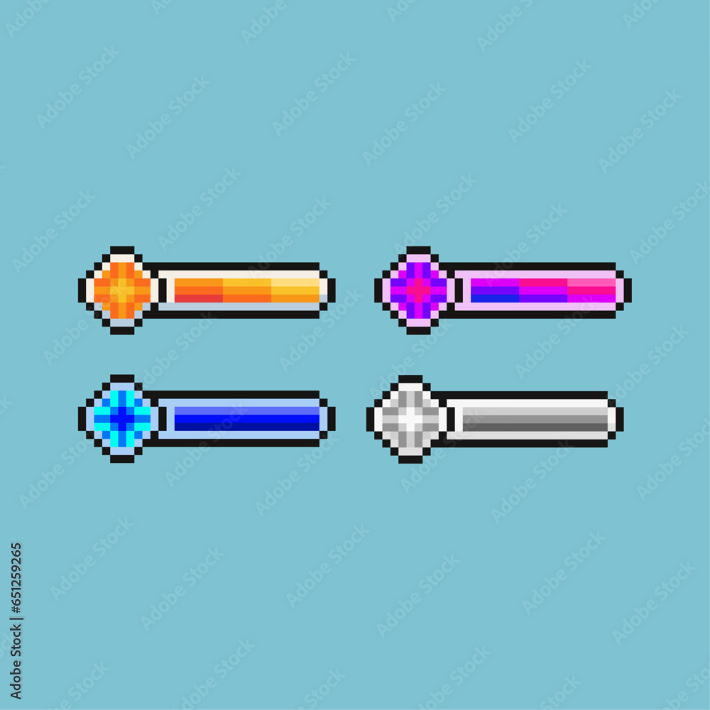 Fototapete pixel art sets of bar of sun items loot with variation color item asset simple bits of light bar on 