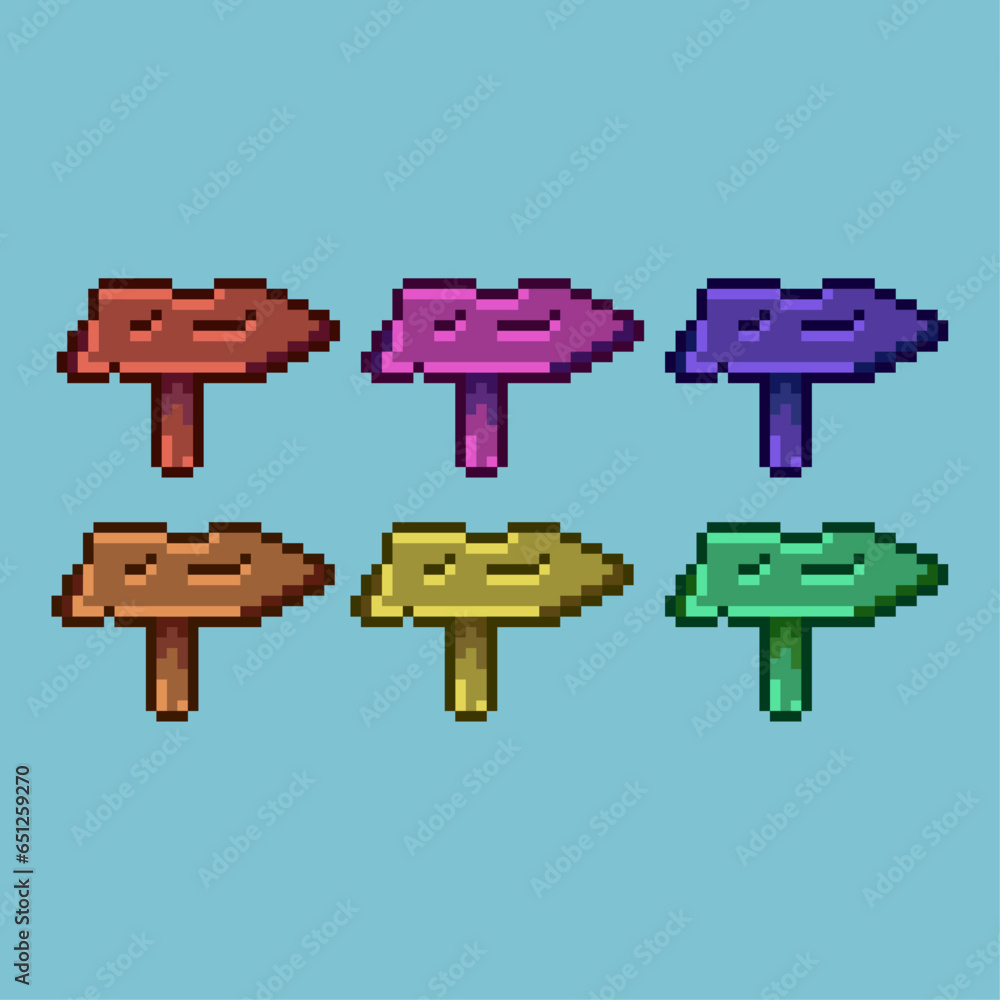 Fototapete pixel art sets of directional sign items loot with variation color item asset simple bits of wood on