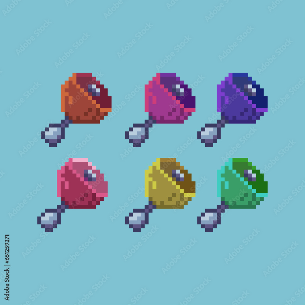 Poster pixel art sets of food meat items loot with variation color item asset simple bits of raw meat on pi