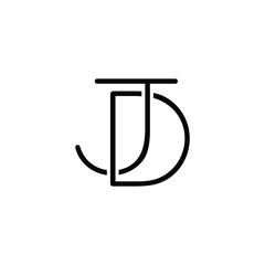 JD, DJ Alphabet Text Font Innovative Typography Icon Graphic Logo Design in Black Color Font on White Background Vector