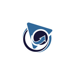 Vector Logo Template of arrows in Circle and triangle

